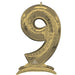 Gold foil number 9 balloon with a self-standing base, featuring a shiny metallic finish and textured surface design.