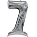 Silver metallic number 7 balloon with self-standing base, approximately 54 inches tall, made of air-filled foil material.
