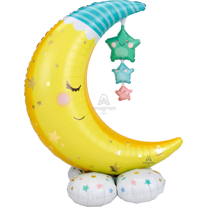 AirLoonz Moon & Stars Balloon Uninflated 55" | 1 ct