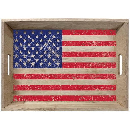 American Flag Wood Serving Tray, 16in x 11in | 1ct
