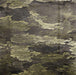 Folded stack of lunch napkins featuring a camouflage pattern in shades of olive, tan, cream, and charcoal gray.