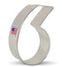 Large cream-colored metal number 6 cookie cutter with "Made in USA" flag label on the curved side.