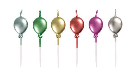 Assorted Metallic Birthday Balloon Candle Pack | 6ct