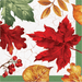 Two-ply paper napkins featuring vibrant autumn leaves in red, orange, and green with red berries on a white background with green borders.