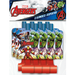 Marvel Avengers party blowouts pack of 8 featuring Captain America, Iron Man, Thor, and Hulk characters with blue cylindrical tops and red paper bases.