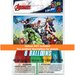 Marvel Avengers package containing 8 latex balloons featuring colorful illustrations of superheroes including Hulk, Captain America, Iron Man, and Thor against a gradient background.
