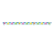 Colorful paper banner featuring smiling Baby Shark characters in pink, blue, and green alternating with yellow triangular flags displaying letters, approximately 6 feet long.