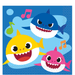 Napkin with cartoon sharks on a blue background