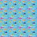 Bright blue wrapping paper featuring colorful Baby Shark characters, smiling yellow faces, and starfish arranged in a repeating pattern throughout the roll.