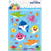 Pack of Baby Shark stickers with colorful sea creatures on a blue background