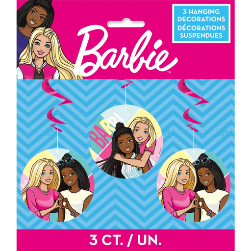 Barbie hanging swirl decorations | 3ct