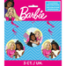 Package of three hanging party decorations featuring Barbie and friend illustrations on circular cardboard cutouts with blue chevron patterned background.