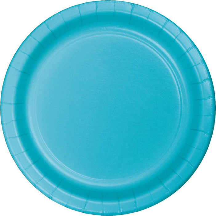 7in Round Plate Bermuda Blue - Party Supplies