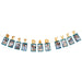 Gold "BEST DAD EVER" letter banner with ten blue photo frames hanging from a string, each containing family photos of fathers and children.
