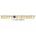 Better With Age Add-An-Age Happy Birthday letter banner with gold, white, and black lettering plus customizable number and suffix cutouts for milestone birthdays.

