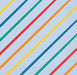 Pack of 16 beverage napkins featuring diagonal stripes in yellow, blue, green, red, and orange on a light blue background.