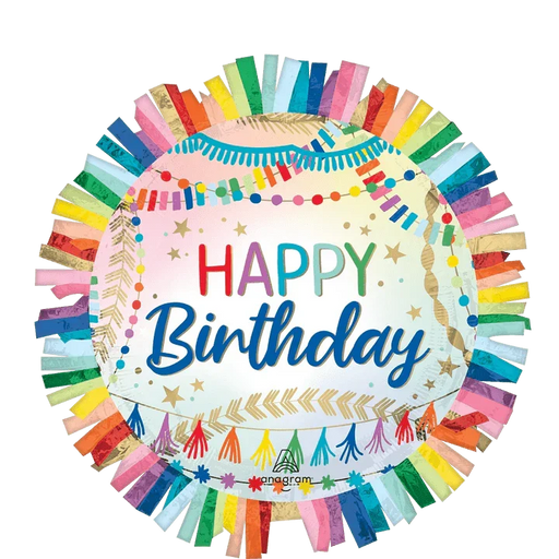 Birthday Streamers Fringe SuperShape Mylar Balloon, 24" | 1 ct