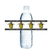 Two clear plastic water bottles with Bishop Kelly Knights yellow and black crest labels wrapped around the middle section.
