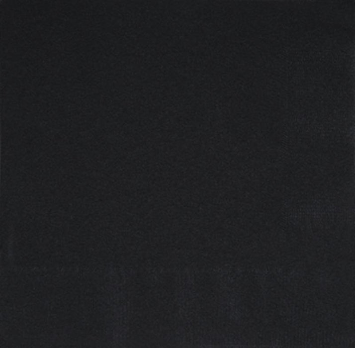 Pack of 100 black beverage napkins with a dark textured surface.