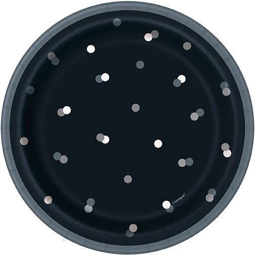 Black Happy Birthday Plate 7in | 8ct