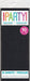 Package of 10 sheets of black tissue paper for parties, with colorful rainbow "PARTY" text and product details on the white and black label.