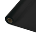Black plastic tablecover roll with cardboard core, shown unrolled at an angle against white background.