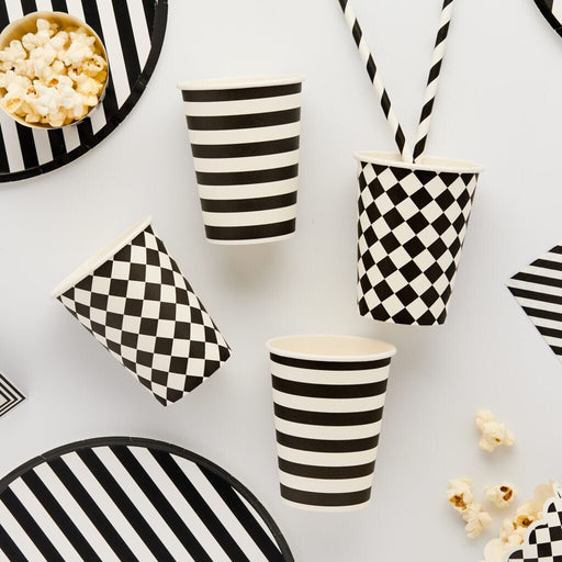 Black & White Patterned Paper Cups | 8ct