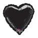 Black heart-shaped mylar balloon with a shiny finish and ruffled edges, featuring the Anagram brand logo at the bottom.
