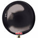 Black sphere-shaped Orbz balloon with reflective metallic finish and red Orbz logo at the bottom.