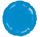 Bright blue round mylar balloon with reflective ridged panels and a smooth shiny surface.