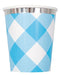 8ct 9oz Cup Blue Gingham - Party Supplies