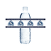 Clear plastic water bottle with a blue and white band wrapper featuring the Blue Valley North Mustangs logo and text repeated across the middle section.