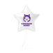 White star-shaped mylar balloon with a purple wolf head logo and "CONGRATS NAME!" text in purple lettering.