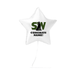 White star-shaped foil balloon with green SW logo and black text reading "CONGRATS NAME!" on the front.