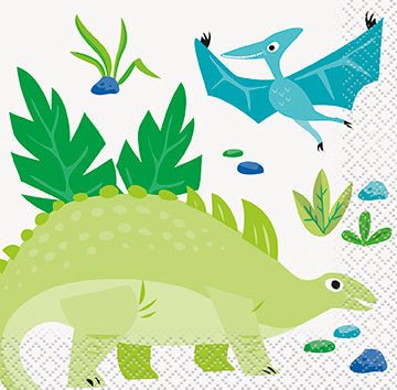 Blue/Green Dinosaur Beverage Napkins | 16ct