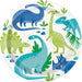 8ct 9in Plate Blue/Green Dinosaur - Party Supplies