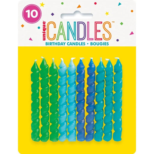 Blue/Green Spiral Birthday Candles | 10ct
