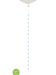 Gray round balloon with a long string of small blue LED lights hanging down, featuring a green "Lights Up" circular badge in the lower left corner.