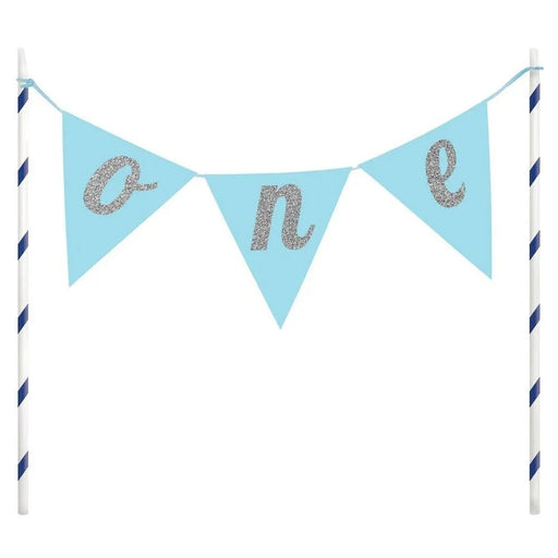 Blue One Pennant Cake Topper