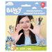 Bluey finger puppets packaging showing a child wearing five colorful character puppets on her fingers, with eight total puppets displayed on the box.