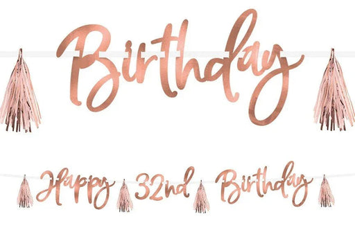 Blush Birthday Metallic Tassel Banner Kit | 1ct