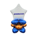 White star-shaped foil balloon with blue "BRONCOS" text at top, surrounded by four blue round balloons and one orange round balloon clustered below.