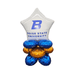 White star-shaped foil balloon with blue "B" logo and "Boise State University" text, topped with four metallic round balloons in blue and gold colors stacked below.