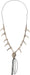 Silver-toned bone claw necklace with a skull pendant at center and black cord tassel hanging below, displayed against a white background.