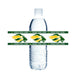 Clear plastic water bottle wrapped with green and gold Borah High Lions branded label band featuring the lion mascot logo repeated three times.
