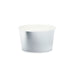 White paper treat cup with embossed paw print and heart design, shown from a three-quarter angle against a white background.