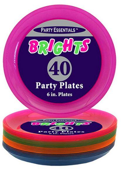 Brights Neon Plastic Dessert Plates 6in | 40ct