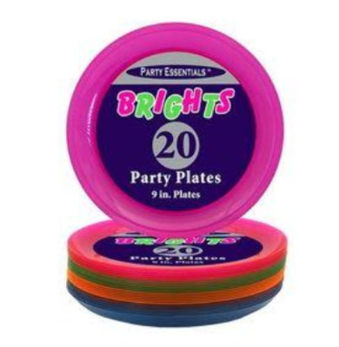 Brights Neon Plastic Dinner Plates 9in | 20ct