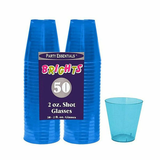 Brights Neon Plastic Shot Glasses Blue 2oz | 50ct