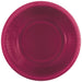 Deep burgundy paper bowl with ribbed sides and a wide rim, shown from above against a white background.